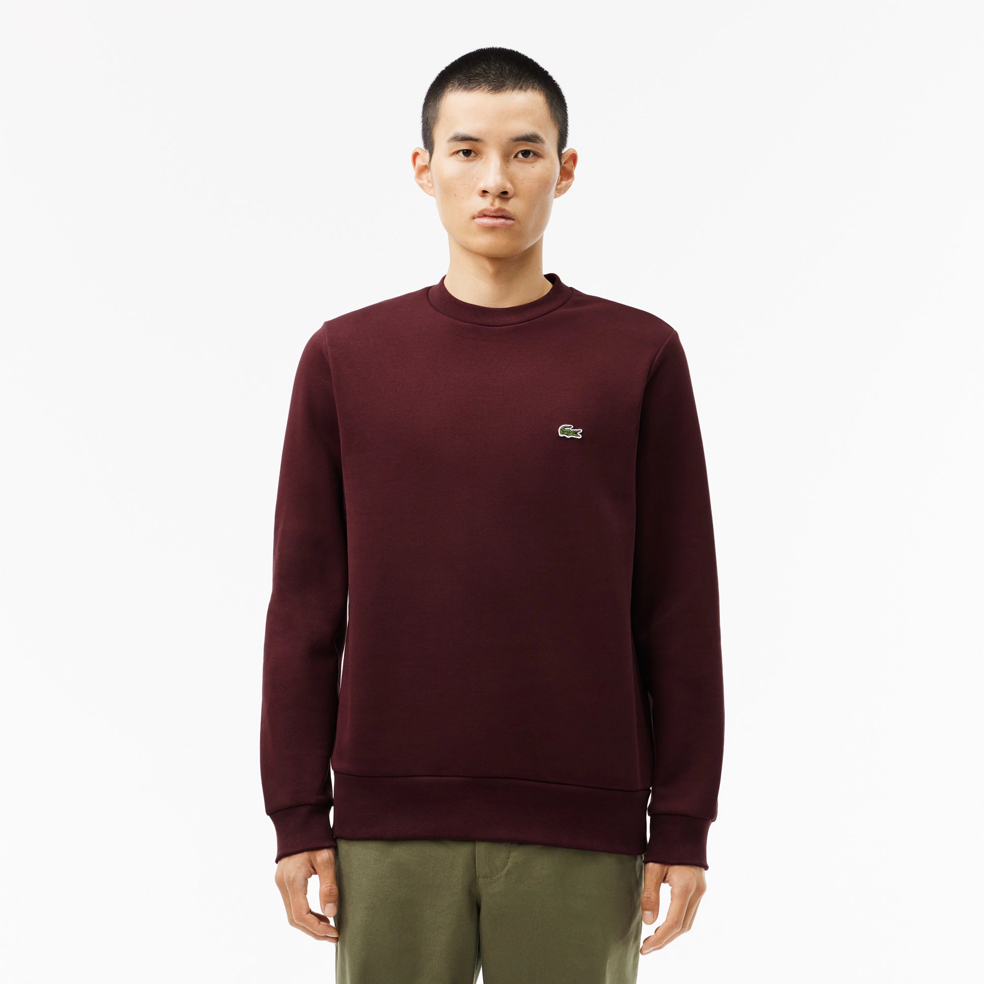 Lacoste crew neck sweatshirt fleece best sale